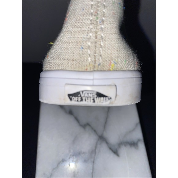 VANS M 5.5 W 7.0 Casual Lace Up Skate Shoes Sneakers Tan‎ Speck Canvas TB4R - Picture 8 of 9